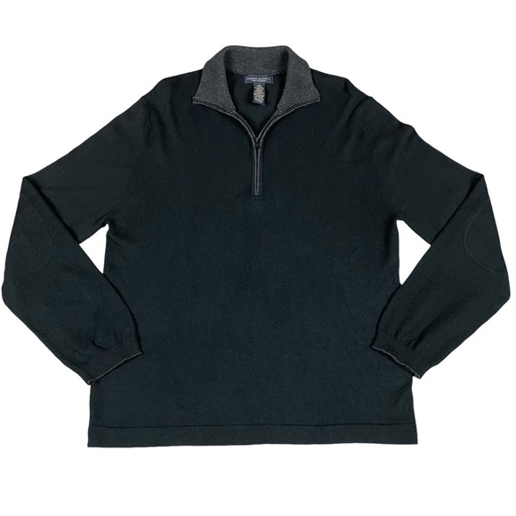 Banana Republic Silk Cashmere Quarter Zip Elbow-Patch Collegiate Sweater Sz M - Picture 1 of 14